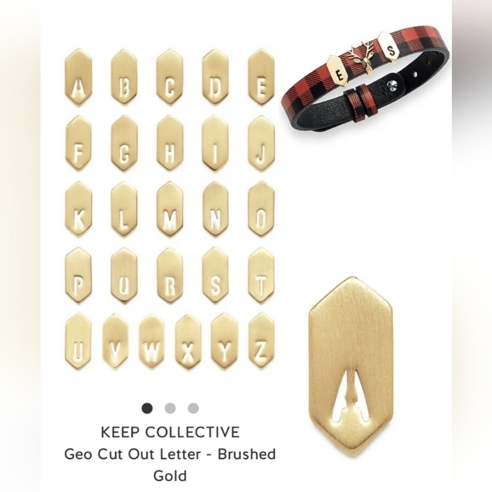 NWT Keep Collective Geo Cut Out Letter  Brushed Gold Charms